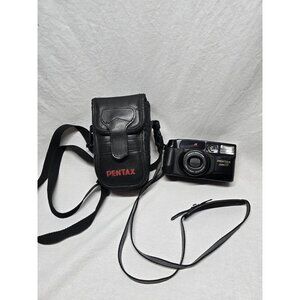 Pentax Zoom-90 Black Tele-Macro Auto Focus Point & Shoot Film Camera With Case